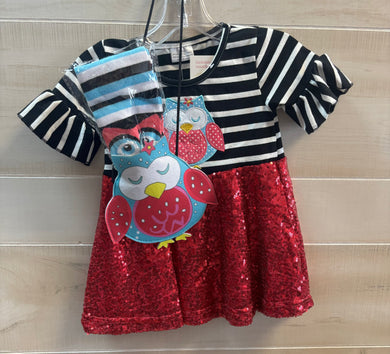 Sequin owl dress 3 piece set (dress/socks/purse)