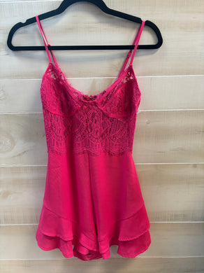 Hot pink lace romper